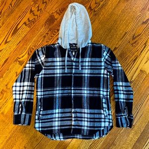 PacSun Men’s Flannel Hoodie Black/White
